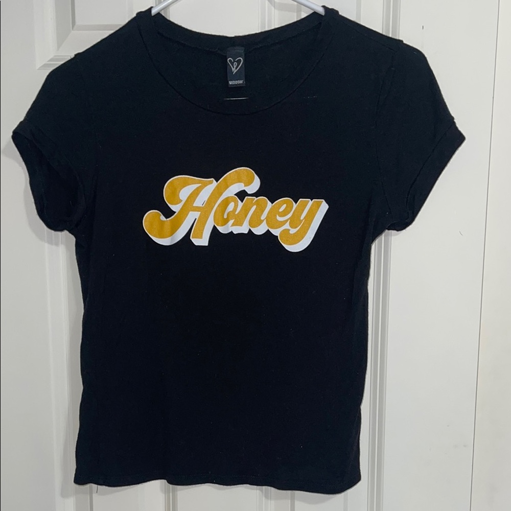 Windsor Black Tee with Gold 'Honey' Print